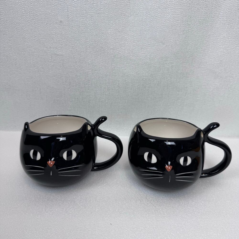 Hyde and EEK! Cat Mugs Coffee Tea Black Stoneware Halloween Cute